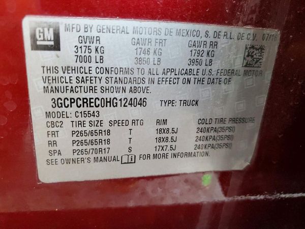 2017 CHEVROLET SILVERADO LT — VINS