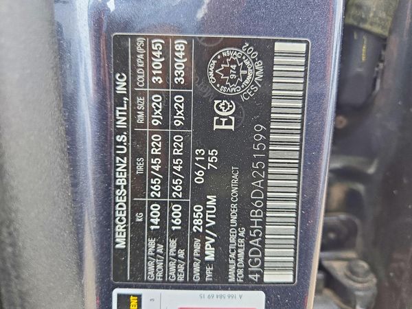 2013 MERCEDES-BENZ ML ML350 4-MATIC — VINS