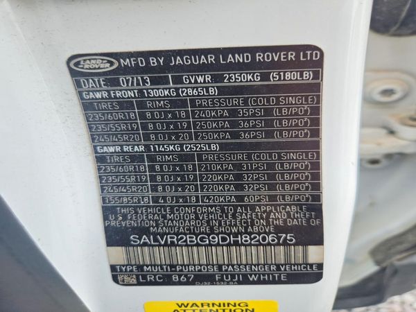 2013 LAND ROVER RANGEROVER Pure Premium — VINS