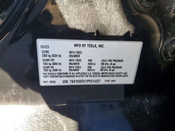 2023 TESLA MODEL Y — VINS