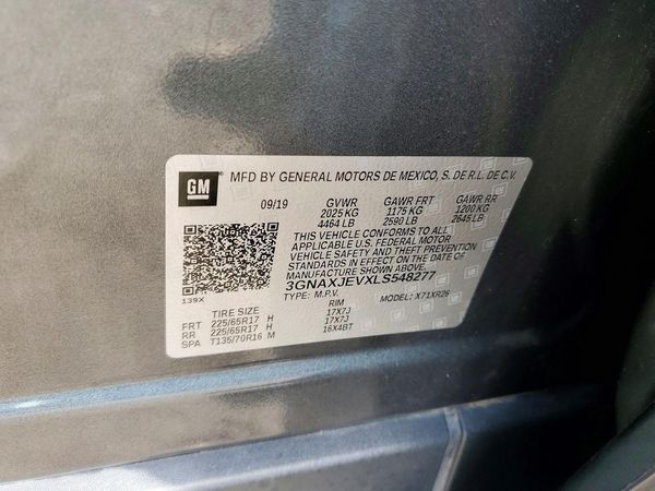 2020 CHEVROLET EQUINOX LT (2FL) — VINS