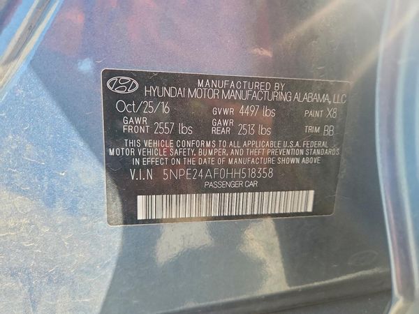 2017 HYUNDAI SONATA SE, Eco — VINS