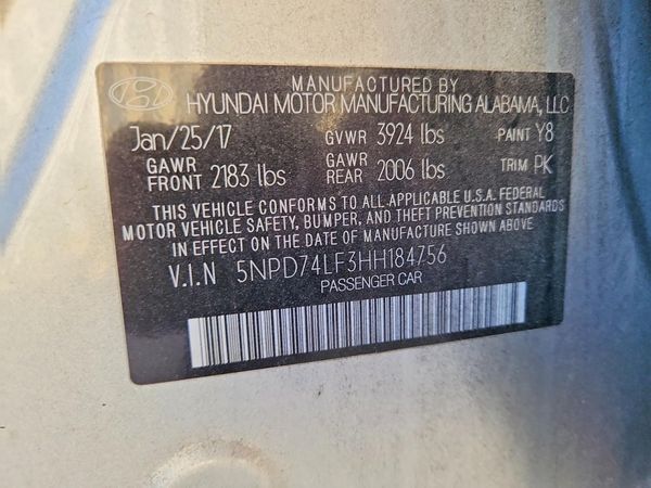 2017 HYUNDAI ELANTRA SE Base — VINS