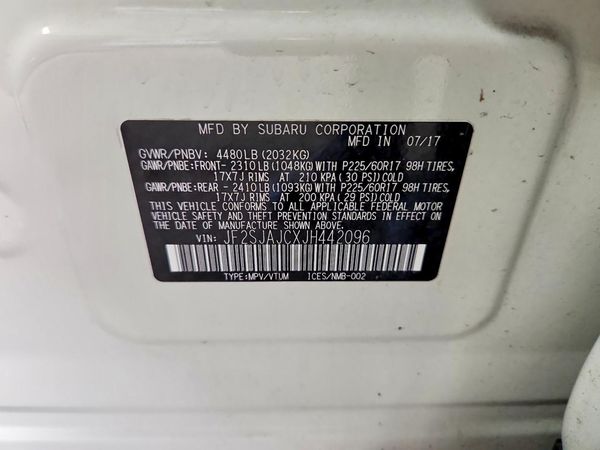 2018 SUBARU FORESTER Limited — VINS