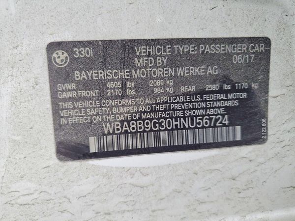 2017 BMW 330 SA — VINS
