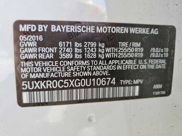 2016 BMW X5 xDrive35i — VINS