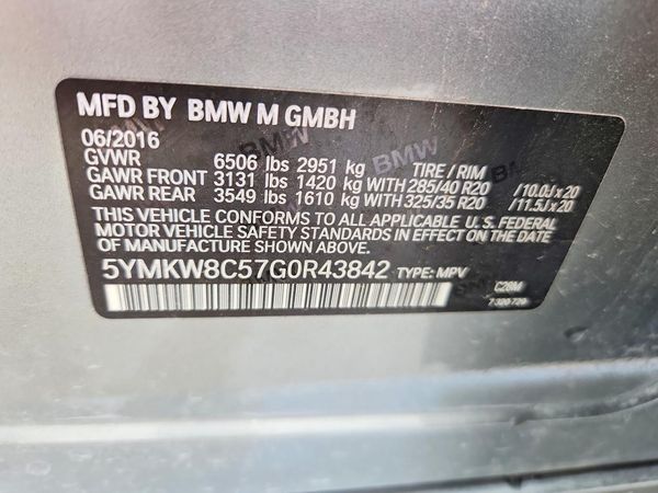 2016 BMW X6 X6 M — VINS
