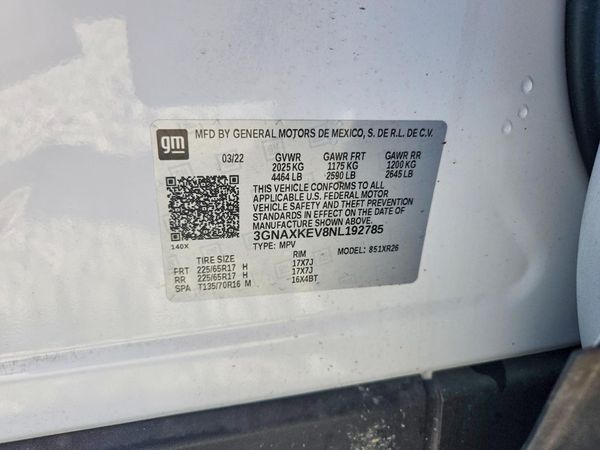 2022 CHEVROLET EQUINOX LT (1LT) — VINS
