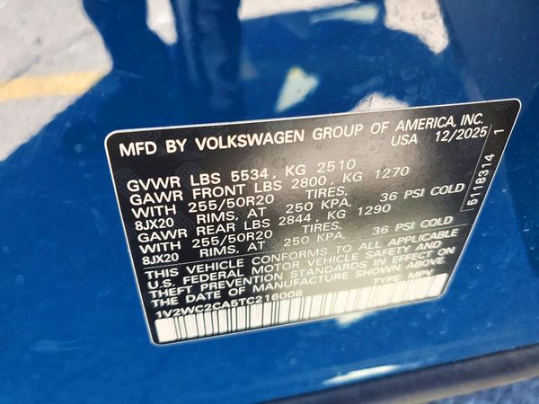 2026 VOLKSWAGEN ATLAS CROSS SPORT SE — VINS