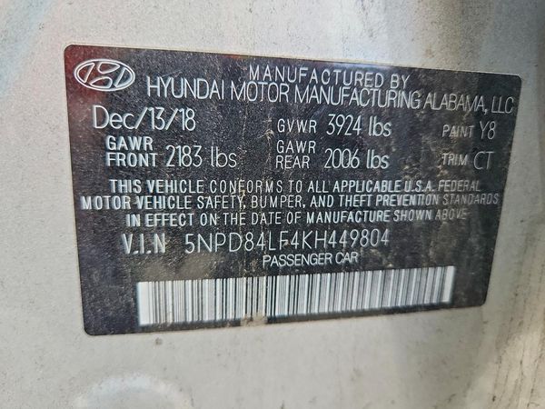 2019 HYUNDAI ELANTRA — VINS