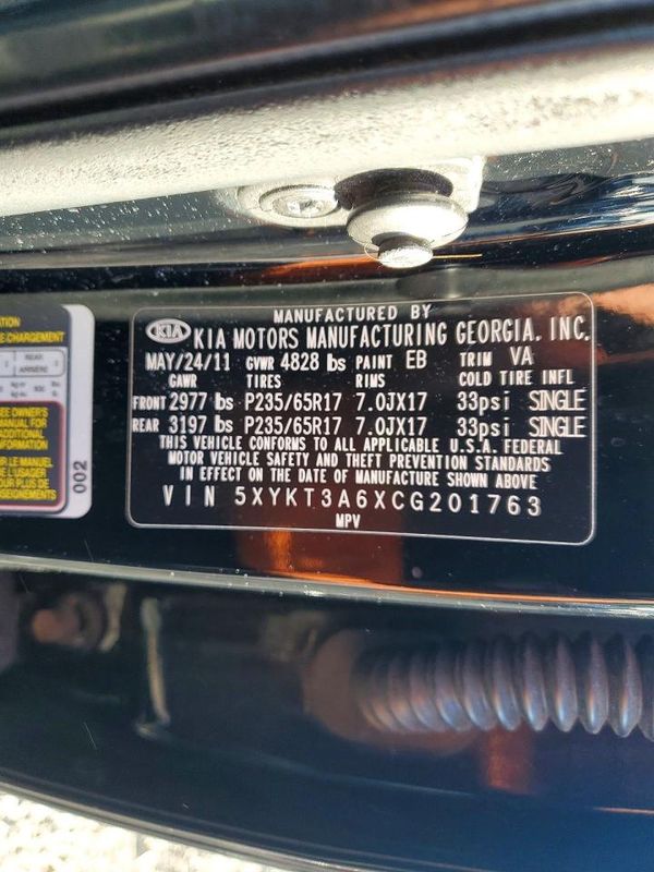 2012 KIA SORENTO GL(Middle-low grade) — VINS