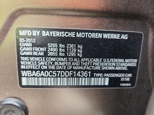 2013 BMW 640 — VINS