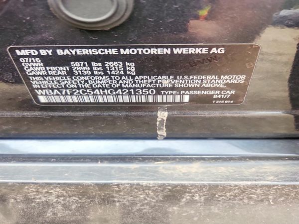 2017 BMW 750 xDrive — VINS