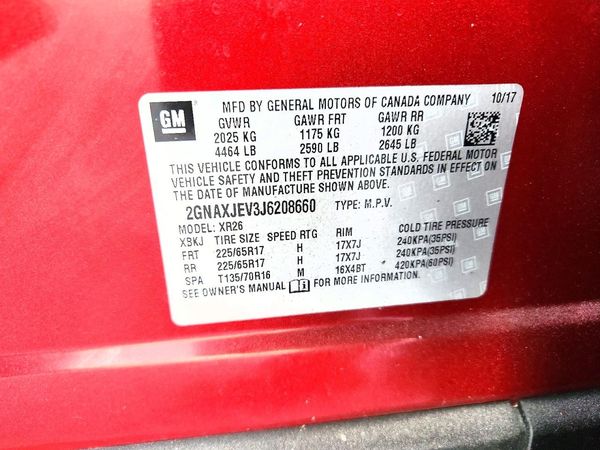 2018 CHEVROLET EQUINOX LT (1LT) — VINS