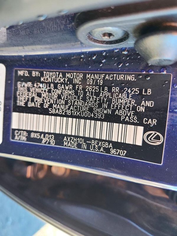 2019 LEXUS ES300 300h — VINS