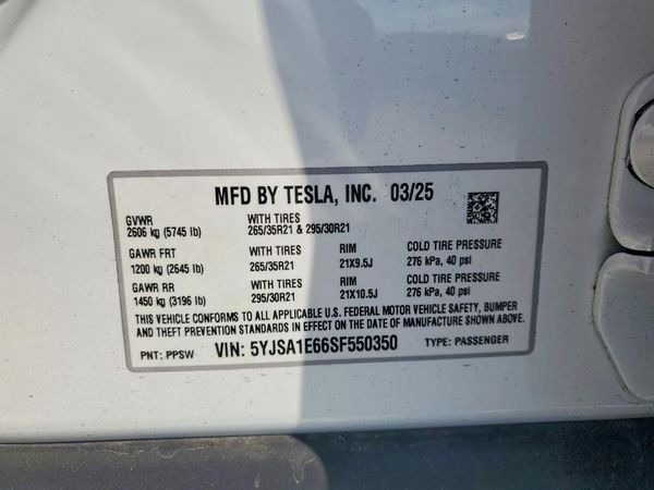 2025 TESLA MODEL S — VINS