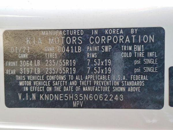 2022 KIA CARNIVAL SX, SX Prestige — VINS