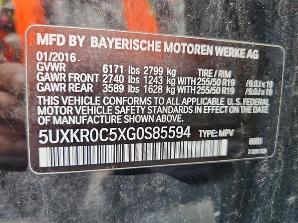 2016 BMW X5 xDrive35i — VINS