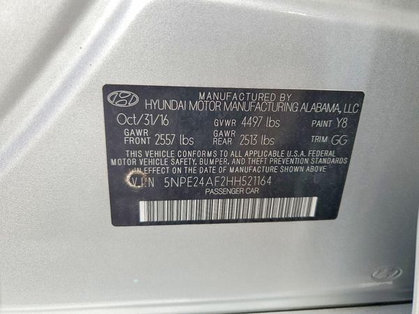 2017 HYUNDAI SONATA SE, Eco — VINS