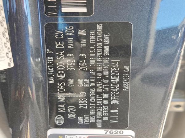 2021 KIA FORTE GT Line — VINS