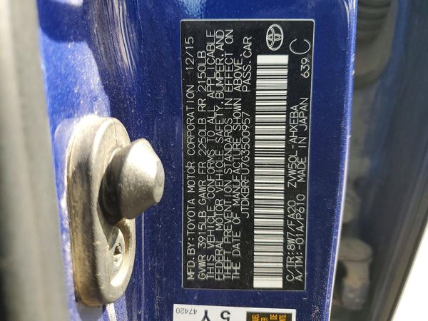2016 TOYOTA PRIUS One/Two — VINS