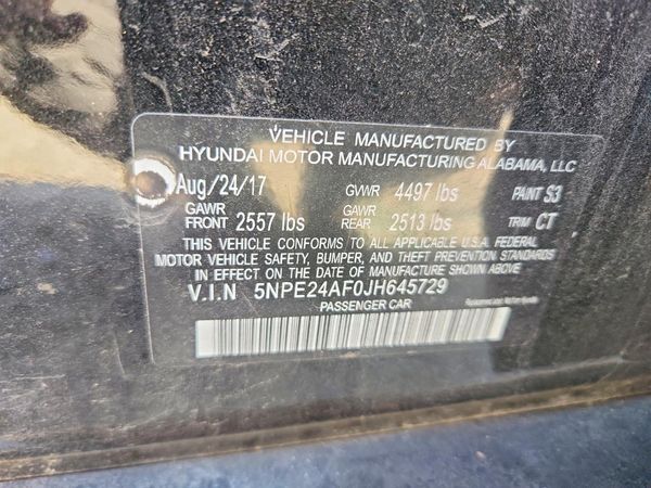 2018 HYUNDAI SONATA SE, Eco — VINS
