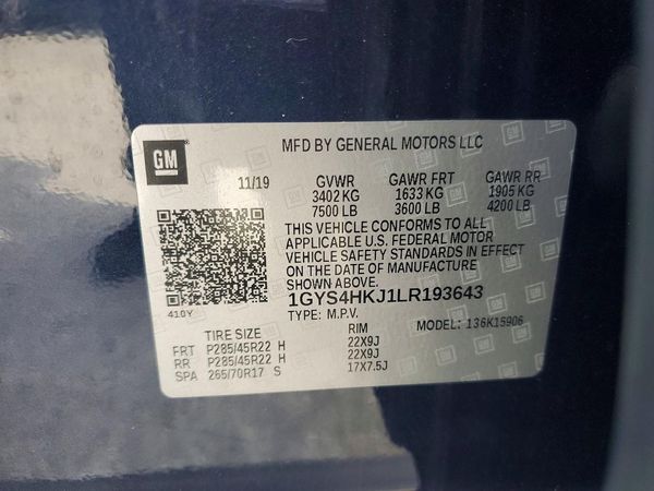 2020 CADILLAC ESCALADE ESV Luxury — VINS