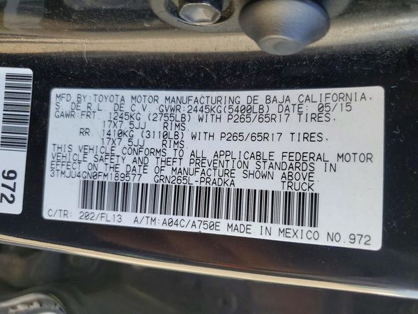 2015 TOYOTA TACOMA Delux Grade — VINS