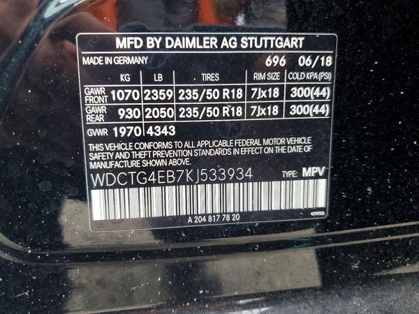 2019 MERCEDES-BENZ GLA-CLASS GLA250 — VINS