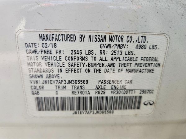 2018 INFINITI Q50 — VINS