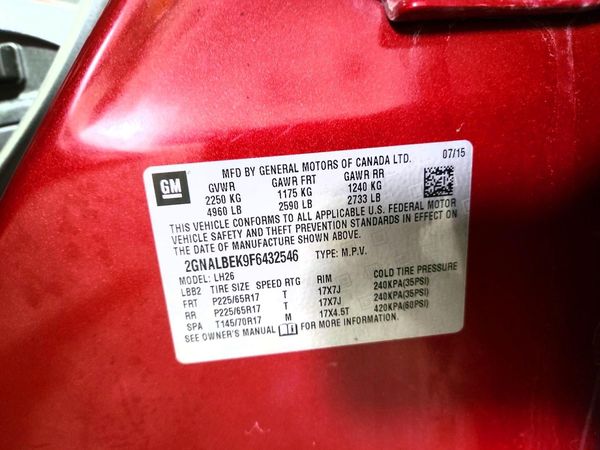 2015 CHEVROLET EQUINOX 1LT — VINS