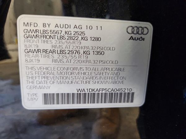 2012 AUDI Q5 Premium Plus — VINS
