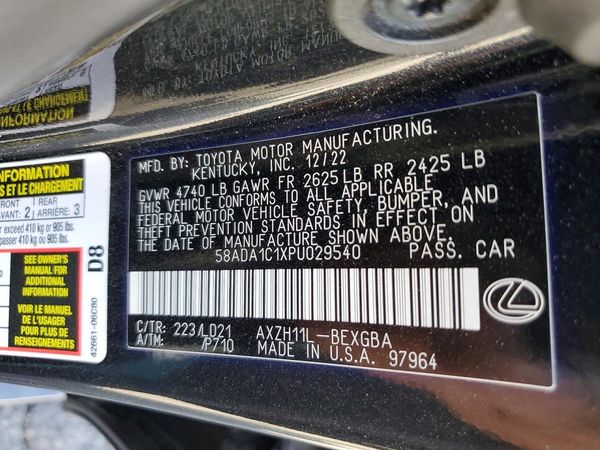 2023 LEXUS ES 300H 300h Premium — VINS