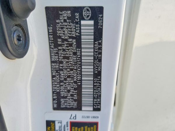 2015 TOYOTA CAMRY Hybrid — VINS