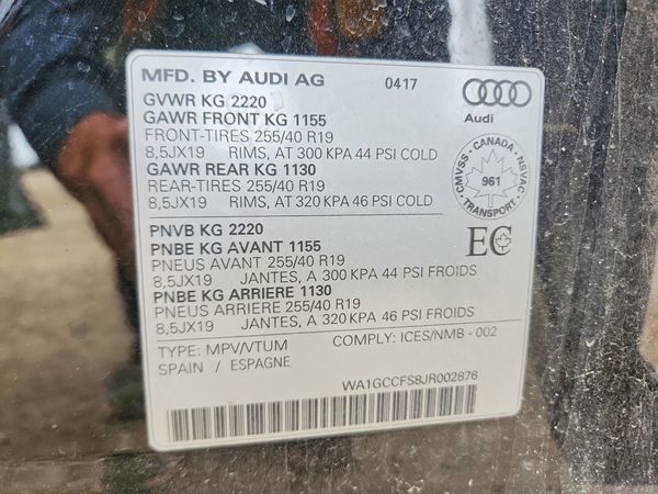 2018 AUDI Q3 — VINS