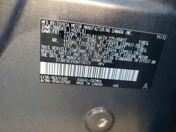2013 TOYOTA RAV4 Sports — VINS