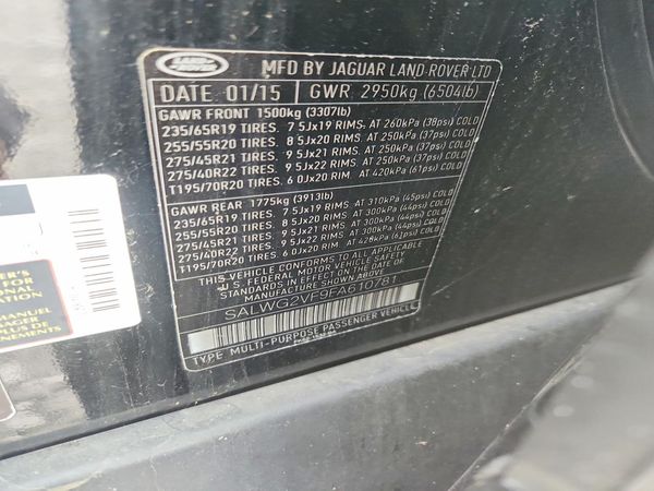 2015 LAND ROVER RANGEROVER SE — VINS