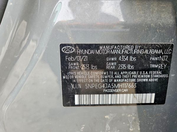 2021 HYUNDAI SONATA SE — VINS