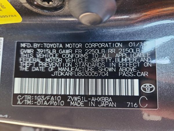 2016 TOYOTA PRIUS — VINS