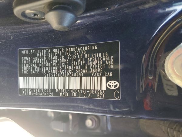 2020 TOYOTA COROLLA SE, CVT — VINS