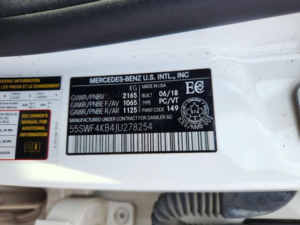 2018 MERCEDES-BENZ C-CLASS C300-4M — VINS