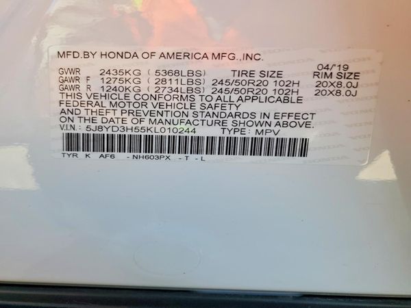 2019 ACURA MDX TECH 7P — VINS