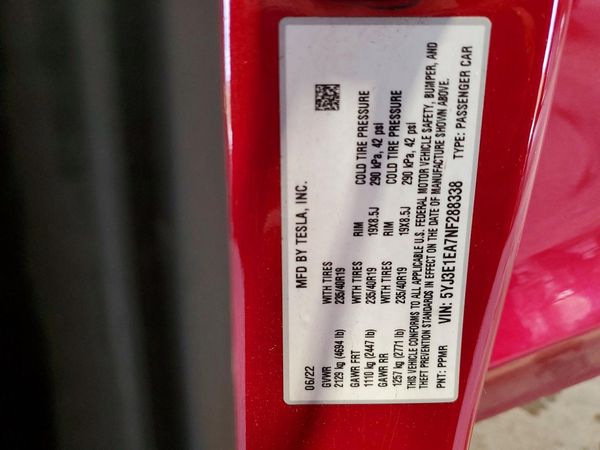 2022 TESLA MODEL 3 — VINS