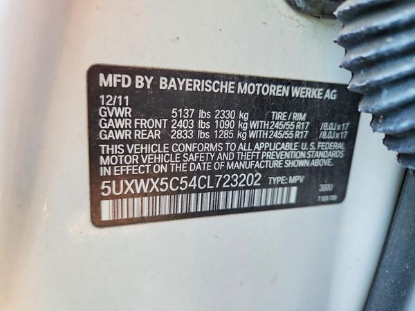 2012 BMW X3 xDrive28i — VINS