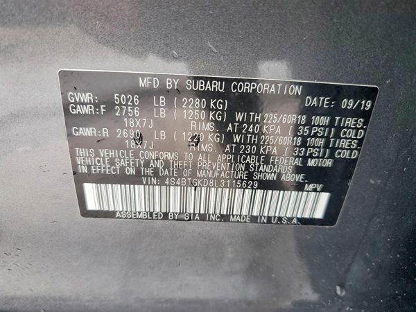2020 SUBARU OUTBACK Onyx Edition+M/R+NAVI — VINS