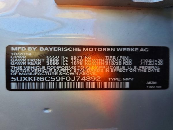 2015 BMW X5 xDrive50i — VINS