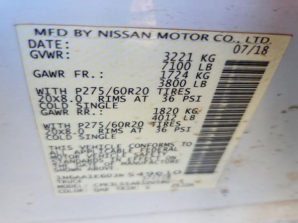 2018 NISSAN TITAN — VINS