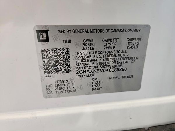 2019 CHEVROLET EQUINOX LT (1LT) — VINS