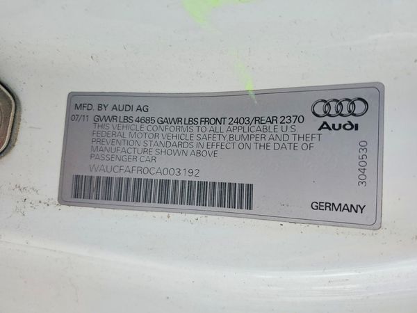 2012 AUDI A5 quattro Premium — VINS