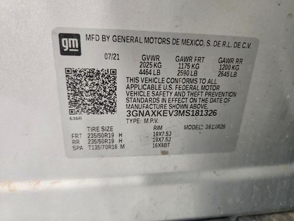 2021 CHEVROLET EQUINOX LT (1LT) — VINS